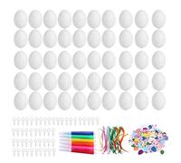 WNDUOKXH Kit de 50 œufs Non Peints à décorer pour Pâques : idéal pour Les activités manuelles, Les fêtes Scolaires, la décoration de cheminée, activités en t ateliers créatifs en