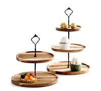 WNDUOKXH Présentoir à Cupcakes en Bois d'acacia, Plateau à étages en Bois | raffiné, complément idéal pour une baby shower sur le thème de la forêt.