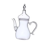 WNDUOKXH Théière transparente élégante en verre arabe, 1000 ml, idéale pour les cérémonies du thé et les réceptions. Verre épais résistant à la chaleur, motif floral transparent, avec couvercle.