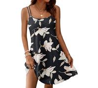 WNEEDU Robe d'été pour Femme avec œillets sans Manches Bretelles Spaghetti Robe de Plage Creuse Mini Robe Gloire du Matin L