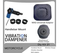 Wnfmjqe Support Téléphone GPS Support De Fourche pour Guidon De Moto Support Pro Support De Téléphone Amortisseur De Vibrations Adaptateurs Universels MAG Chargeur sans Fil(DIY kit 21)