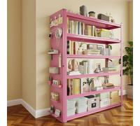 WNGJZZYC Etagere Charge Lourde et Réglable, 6 Niveaux, étagères Metallique avec Plateau Vertical, pour Salon, Bureau, Chambre à Coucher, Cuisine(Pink,200x60x40cm/79x24x16in)