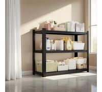 WNGJZZYC Etagere Metallique de Cuisine Compacte à 3 Niveaux, Rack Rangement, Étanche, Réglable, Capacité de Charge de 500kg, pour Garages, Entrepôts et Cuisines(Black,100x150x40cm/40x59x16in)
