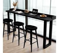WNGJZZYC Table de Bar en Bois Massif, Tables de Pub Rectangulaires Industrielles, Table Étroite de Bistro à Bord Vivant, sans Tabouret(Black,160x40x105cm/63x16x41in)