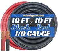WNI Câble ultra flexible en cuivre pour batterie de soudure de calibre 1/0, 3 m, noir, 3 m, rouge 1/0 AWG - Fabriqué aux États-Unis - Pour voiture, onduleur, camping-car, solaire