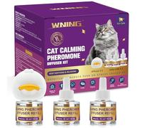 WNING Diffuseur de Phéromones Apaisantes pour Chats + Recharge 3X48 ML - Aide à Réduire Les Confilts et Tensions Entre Chats Vivant sous Le même Toit