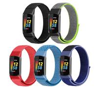 WNIPH Bracelets de montre en nylon uniquement compatibles avec Fitbit Charge 5, lot de 5 bracelets de rechange réglables doux et respirants pour traqueur d'activité Charge 5 pour homme et femme