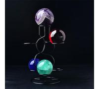 WNJZ Magnifique support d'exposition de sphères en métal robuste - Support de boule de cristal en marbre - Exposition de globe - Décoration de chambre et bureau - Œuf céleste (Support noir à 7 boules