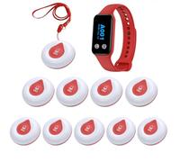 WNKRUN Bouton d'urgence pour personnes âgées, système d'appel d'urgence sans fil, appel d'urgence domestique, appel d'urgence interne entièrement étanche avec 1 récepteur bracelet et 10 boutons