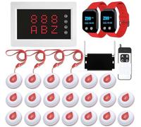 WNKRUN Système d'appel infirmière sans Fil 400m pour hôpitaux EHPAD Bouton d'urgence médical Système d'appel pour Bouton d'alerte Personne âgée sans Fil cliniques dentaires- Kit 20 Boutons