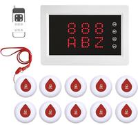 WNKRUN Système d'appel infirmière sans Fil 400m pour hôpitaux EHPAD Bouton d'urgence médical Système d'appel pour Bouton d'alerte Personne âgée sans Fil cliniques dentaires- Kit 10 Boutons