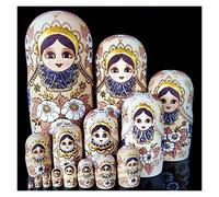 Wnota Poupée Russe Poupée Gigogne Poupées Gigognes Russes en Bois, 15 Pièces, Artisanat Traditionnel Peint À La Main, Poupées Matryoshka Poupées Russes Poupées Gigognes