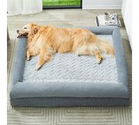 WNPETHOME Lit orthopédique lavable pour chien de grande taille XXXXL avec housse amovible et imperméable, lit pour chien de très grande taille avec traversins pour dormir, lit géant avec côtés pour