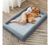 WNPETHOME Lit pour chien humain pour adulte, 180,3 x 116,8 cm, grand lit orthopédique pour chien avec housse amovible et imperméable, lit pour chien extra large avec traversin, lit géant avec côtés