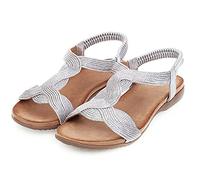 WNRGD Sandale Femme Plates Ete Mode Casual Sandales Compensées Bout Ouvert Faux Cuir Elastique Chaussures pour Plage,3,EU 36