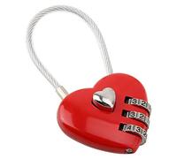 WNSC Cadenas à Code Portable à Verrouillage à Combinaison à 3 Chiffres, Cadenas de Couple Durable en Forme de Coeur, boîte à Bijoux Hall Locker pour Bagages de Sac à Dos(Red)