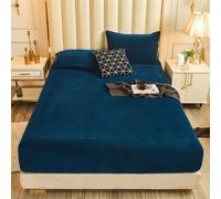 Wnter Drap-Housse en Velours de Lait Housse de Matelas élastique Couvre-lit Drap de lit Double, Bleu Marine, 120x190x30cm 1pc