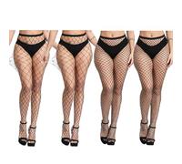 WNTJN 4 Pièce Collant Résille Noir Femme, 2 Styles Taille Unique Filets Bas (Taille Haute, Extensibles, Confortables, Sexy)