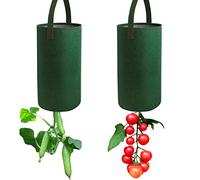 Wnvivi 2Pcs Planteur de Tomates à l'envers, Sac de Culture de Tomates Suspendu en Feutre, Sacs de Plantation de Fraises Suspendus, Sacs de Culture de Plantes(Vert)