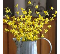 Wnvivi Lot de 8 Branches de Forsythia Artificielles, Arrangement de Fausses Fleurs de Forsythia de 45 Cm, Fleurs Jaunes de Printemps et D'été, Pics Floraux de Forsythia pour la Décoration de(Jaune)