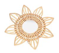 Wnvivi Miroir Mural en Rotin, Miroir de Maquillage en Osier Tissé à la Main, Miroir en Forme de Fleur, Art Sunburst, Miroir Mural de Style Bohème pour Dressing, Salle de Bain(34 cm)