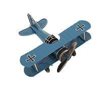 Wnvivi Modèle d'avion Rétro, Modèle D'affichage Artisanal de Biplan Vintage, Collection de Répliques d'avion Miniatures pour la Décoration de Bureau(Bleu)