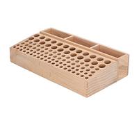Wnvivi Porte-Outils en Cuir, 3 Grilles 98 Trous, Porte-Outils de Maroquinerie en Bois, Boîtes de Rangement D'outils en Cuir pour Stylos, Pinceaux, Poinçon