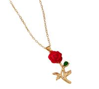 WNXGNHO Joli beau collier pendentif Rose en velours rouge ton or breloque florale bijoux accessoires cadeaux pour ses bijoux de fleurs