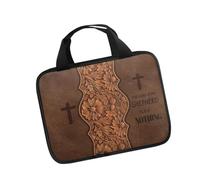 WNXGNHO Récipient religieux avec motif croix en tissu polyester résistant aux déchirures, compartiments spacieux pour le culte, sac de rangement essentiel de la Bible