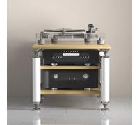WNYAILLL Étagère AV Support de Rangement multimédia, étagère pour Lecteur CD-DVD, Support d'imprimante Mobile, Chaine HiFi Support Multimédia, Support pour Tourne-Disque(White 2)