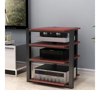 WNYAILLL Support de Rangement multimédia AV, Support Audio, Meuble Chaine HiFi Support Multimédia De Salon À 4 Niveaux for Console De Jeu, pour Bureau/Salon/Bureau(Brown)