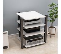 WNYAILLL Support de Rangement multimédia AV, Support Audio, Meuble Chaine HiFi Support Multimédia De Salon À 4 Niveaux for Console De Jeu, pour Bureau/Salon/Bureau(White)