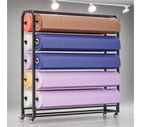 WNYAILLL Support de Rangement pour Rouleaux de Tissu Commercial à roulettes, Grand Chariot pour Tissus avec Tige De Suspension Réglable, for Bobines De Papier Peint(Black A,175cm/68.9in)