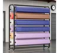 WNYAILLL Support de Rangement pour Rouleaux de Tissu Commercial à roulettes, Grand Chariot pour Tissus avec Tige De Suspension Réglable, for Bobines De Papier Peint(Black B,145cm/57.1in)