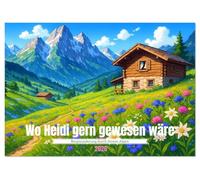 Wo Heidi gern gewesen wäre (Tischkalender 2026 DIN A5 quer), CALVENDO Monatskalender: Ein Jahr lang Alpenzauber im Zeichen zarter Anime Fantasie