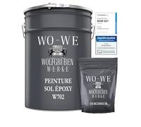 WO-WE 2K Peinture pour sol W702 résine époxy beton garage revêtement industriel Blanc perlé RAL 1013-5Kg