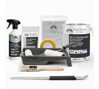 WO-WE Kit Complet Peinture Carrelage 2K pour cuisine, salle de bain, carrelage mural & sol - Bleu clair 2,5 kg