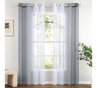 Woaboy Lot de 2 Rideau Voilage Rideaux Dégradé à Oeillet Voilages Semi-Transparent Léger Élégant Rideaux Intérieurs pour Salon Moderne Chambre Fenêtre Balcon Maison 140x260cm Gris