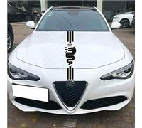 WOAFEY Autocollant Graphique de Rayures de Course de Capot de Voiture pour Alfa Romeo Mito 147 156 159 166 Giulietta Giulia Stelvio Spider GT C4 8C Accessoires de décoration d'emblème