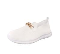 Woaikeyu Baskets Femme Mode Slip on Outdoor léger Chaussures de sport décontractées plates respirante pour dames Tendances Fitness Chaussures de sport (White, 39)