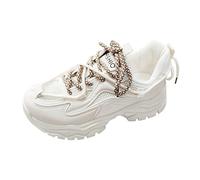 Woaikeyu Baskets Femmes Chaussures de Sport décontractées à Semelle épaisse en Cuir à Mailles Respirantes pour Dames Chaussure #526 (Z1-White, 37)