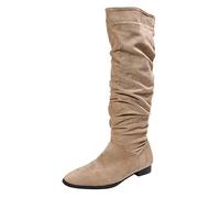Woaikeyu Bottes Longues DéContractéEs Plates à Bout Pointu Comfortable Casual Boots beige 39