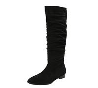 Woaikeyu Bottes Longues DéContractéEs Plates à Bout Pointu Comfortable Casual Boots noir 39