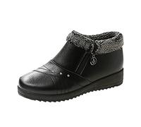 Woaikeyu Bottines Femme Mode Compensées Garder au Chaud en Peluche Strass Hiver Chaud Bottes de Neige d'hiver Plat Fermeture éclair Boots Courtes Bout Rond Chaussures