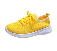 Woaikeyu Casual Mesh Baskets Femme Respirant Outdoor Legeres Chaussures de Course Simple Chaussures de Sport Tendances Fitness Sneakers Jaune 41