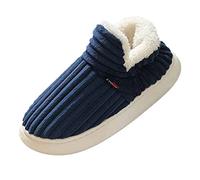 Woaikeyu Chaussons Homme pantoufles automne et hiver intérieur et extérieur mode Pantoufles De Maison Hommes couleur unie confortable sac plat avec chaud antidérapant Plates (Navy, 45)