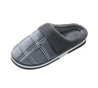 Woaikeyu Chaussons Hommes pantoufles Maison Hiver Chaud coton diapositives bois de noël imprimer pantoufles thermiques décontracté maison (Grey, 50-51)