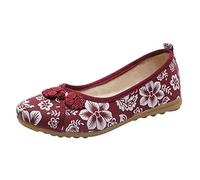 Woaikeyu Femme Chaussures en coton et lin Ballerines Femme de style ethnique brodées de fleurs Espadrilles chaussures en tissu 71