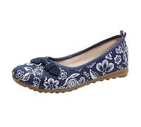 Woaikeyu Femme Chaussures en coton et lin Ballerines Femme de style ethnique brodées de fleurs Espadrilles chaussures en tissu 71