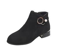 Woaikeyu Mode Bottines Femmes Confortable Garder au Chaud Hiver en Peluche Talons carrés Fermeture éclair Bottes Courtes Chaussons Courts Bout Rond Boots（Le Noir 39）&826-1